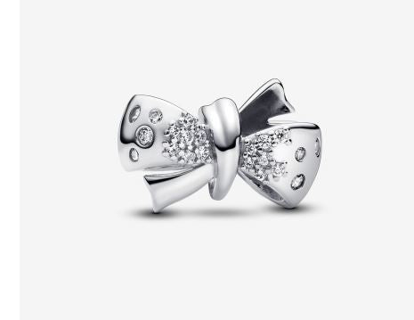 Silver Sparkle Bow Charm